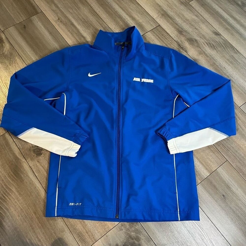Nike Mens Dri-Fit Air Force Track Jacket Blue White Full Zip Small